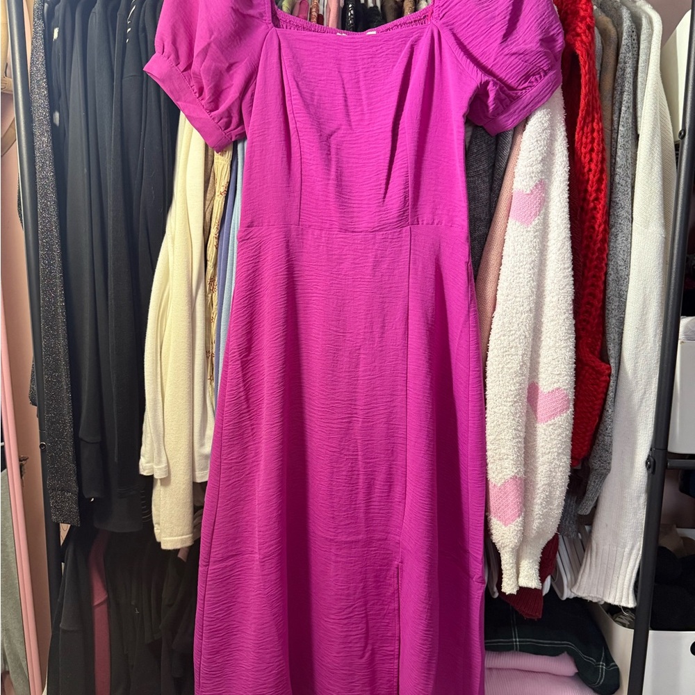 Chic Fuchsia Midi Dress